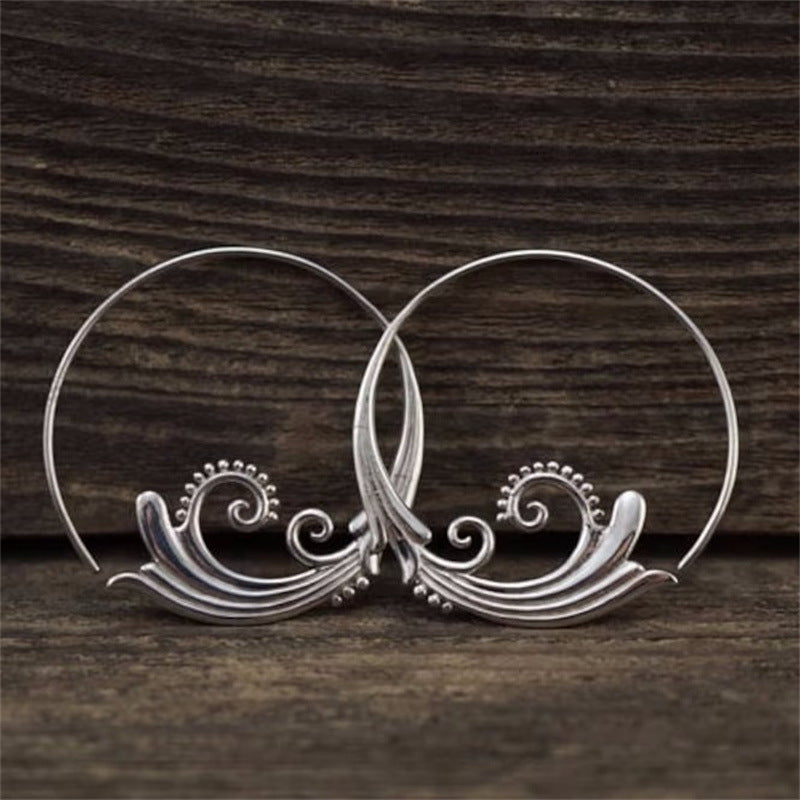Retro Earrings Ancient Silver