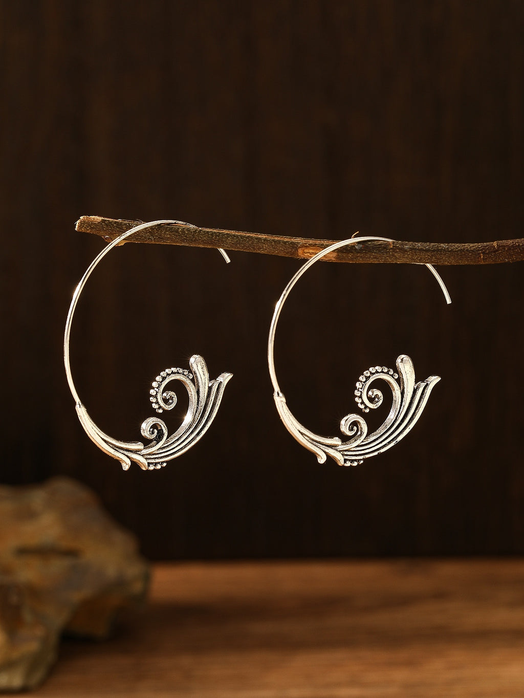 Retro Earrings Ancient Silver