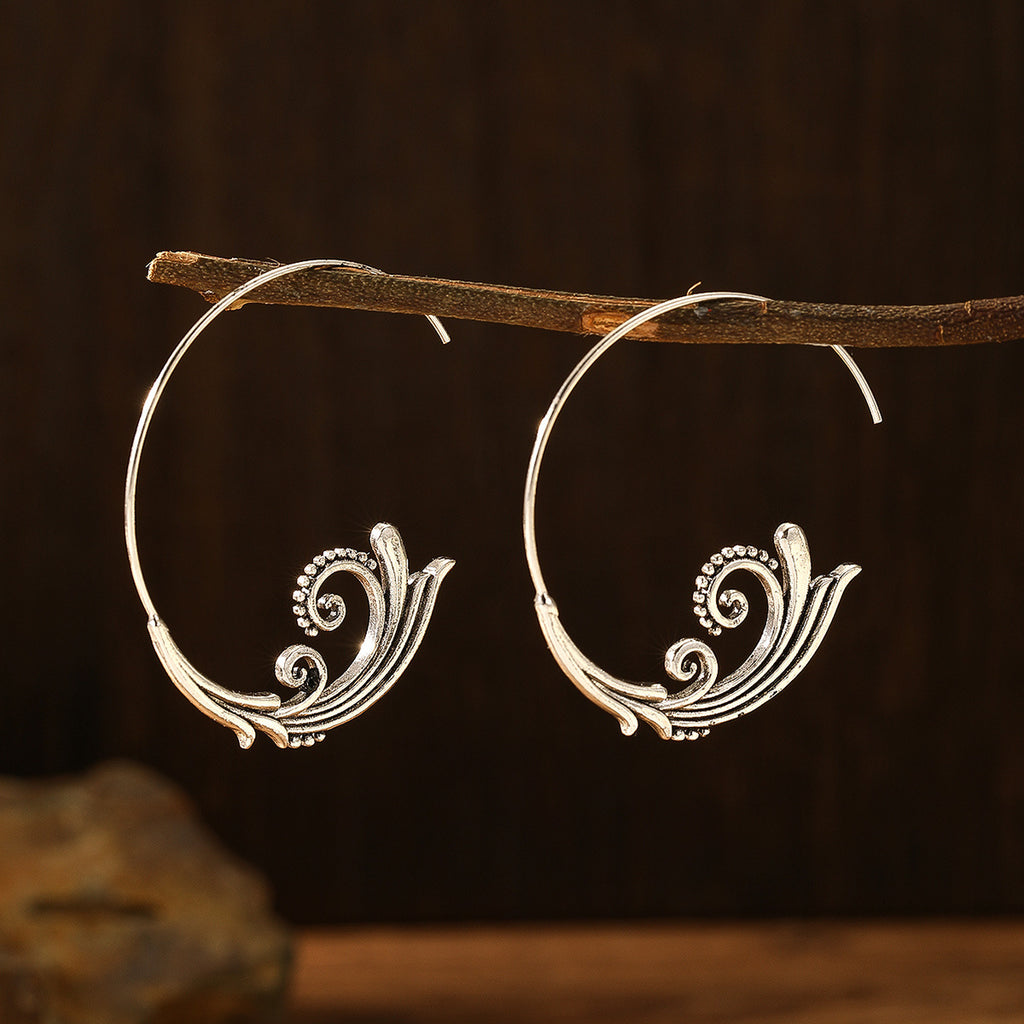 Retro Earrings Ancient Silver