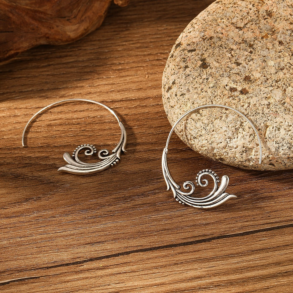 Retro Earrings Ancient Silver