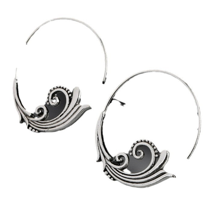 Retro Earrings Ancient Silver